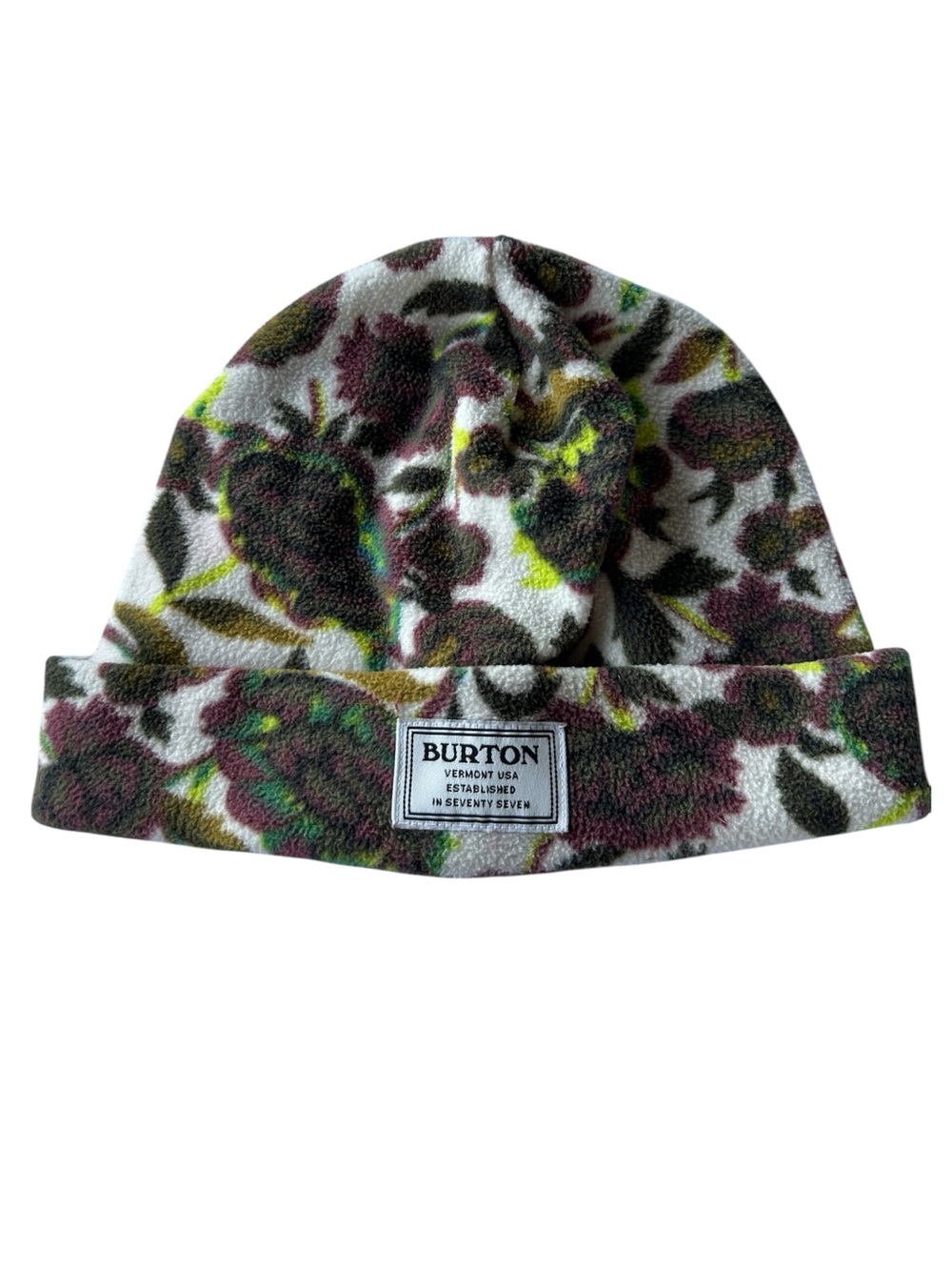 Burton Women Floral Fleece Beanie - White with Multicolor Floral